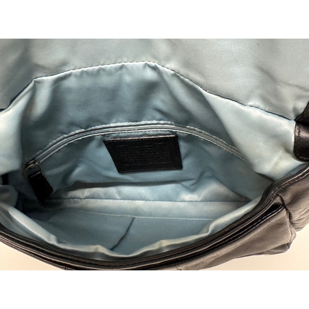 Coach Black Leather Shoulder Bag Flap Turnlock Closure Silver Hardware Hobo‎ - Picture 8 of 12